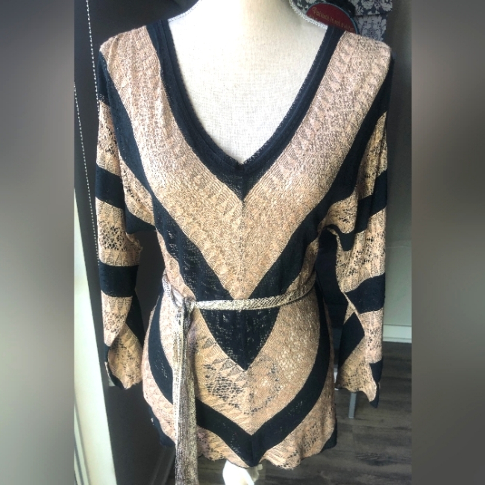 Boston Proper Cold Shoulder Lace Tie Tunic -Small